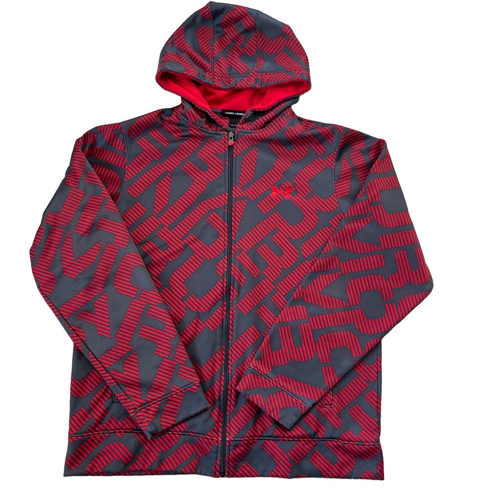 Under Armour Women's Size Large Red Pattern  Loose Fit  L/S Hoodie Full Zip